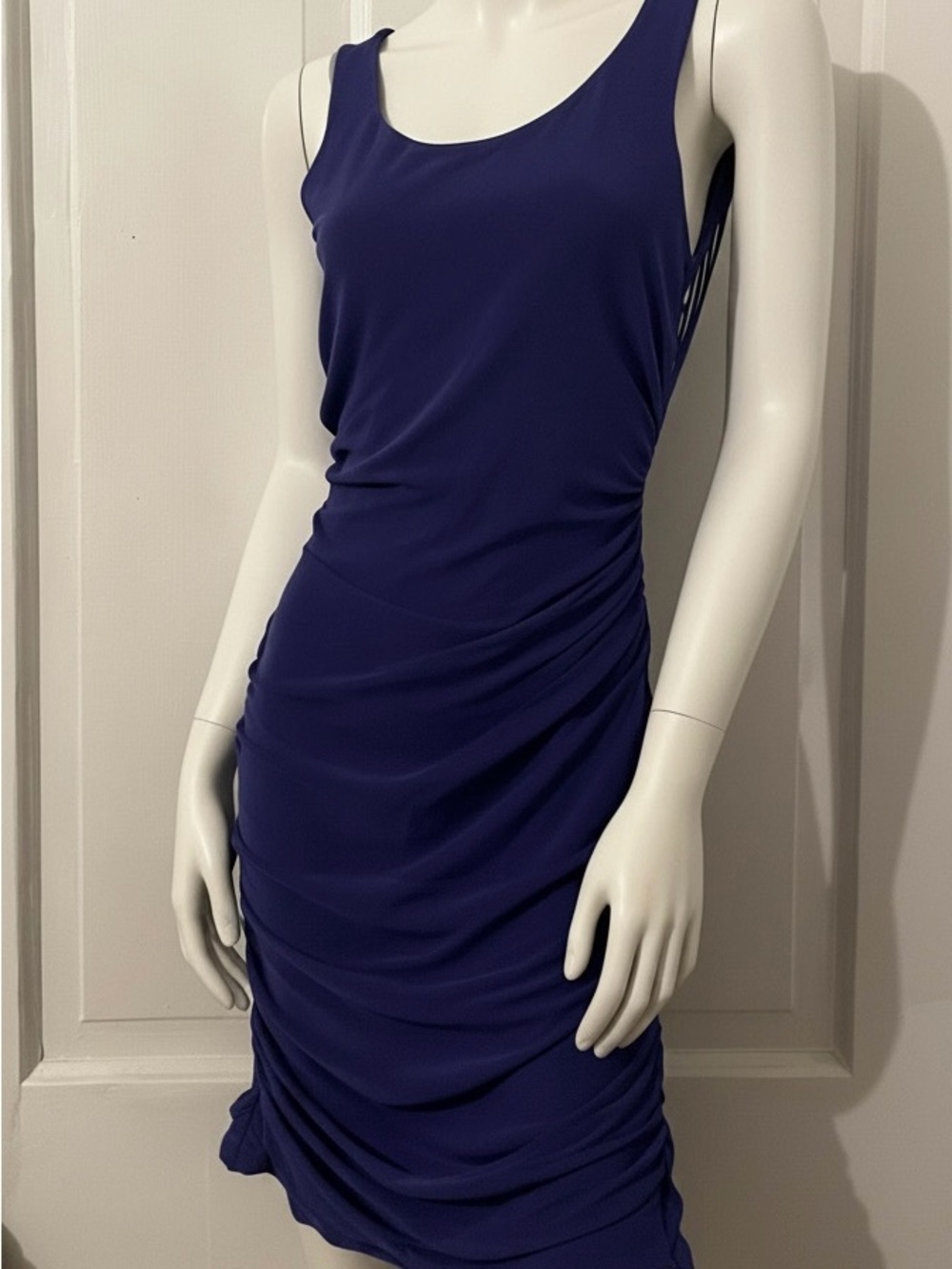 Deb Scoop Neck Ruched Midi Dress in Royal Blue